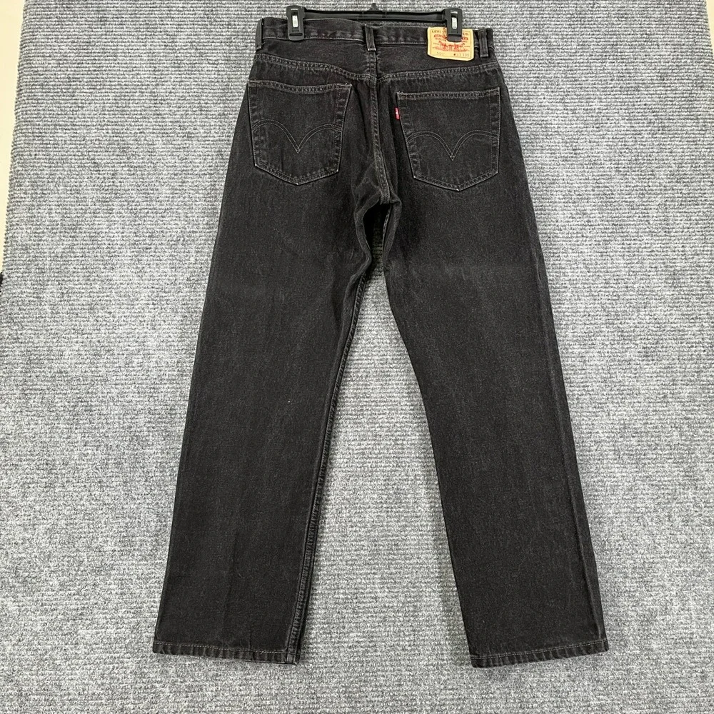 Vintage Y2K Levis 505 Jeans Mens 33x30 Regular Fit Faded Black Denim Casual Wear